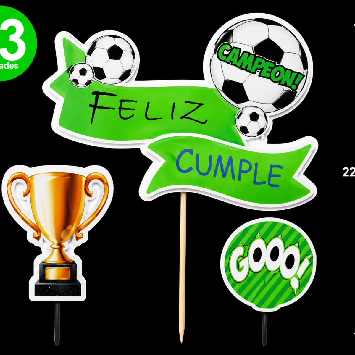 ADORNO SET FELIZ CUMPLE 3D FUTBOL x3u.UPALALA
